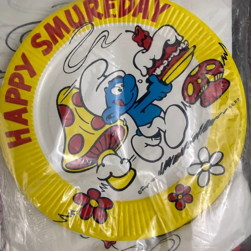 Vintage 1982 Smurf Birthday supplies